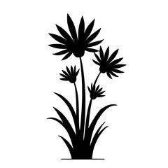 Minimalist black silhouette of a stylized papyrus plant symbolizing knowledge and life