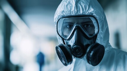 Chemical plant worker inspecting safety equipment. Featuring vigilance and responsibility