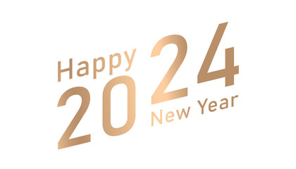 Vector cool and beautiful Happy New Year 2024 writing in gold with a black and white background