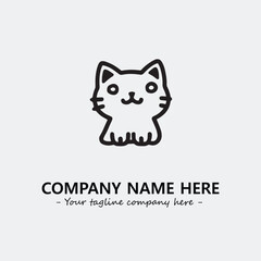 Cat illustration black and white for logo company vector image