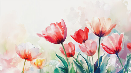 Fototapeta premium Elegant wedding invitation card background . Minimal hand painted watercolor botanical flowers texture template background. Design for wedding, vip cover, poster, rsvp moderncard.Valentine's Day