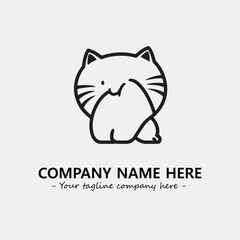 Cat illustration black and white for logo company vector image