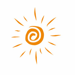 Fototapeta premium Radiant Spiral Sun Icon, Abstract Circular Vector with Warm Tones