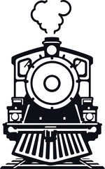 Classic Steam Locomotive Vector Illustration – Detailed Front View of a Vintage Train Engine © Halima