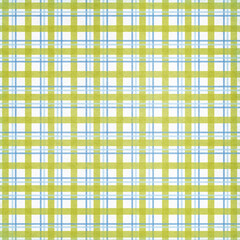 Green and blue plaid gingham, scottish tartan texture, grid graph paper with rhombus squares pattern, picnic napkin and curtain tablecloth, vector seamless geometric checkered fabric