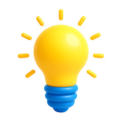 Bright Yellow Light Idea Bulb with Blue Base