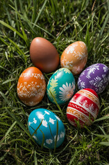 easter eggs in the grass