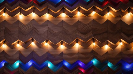 minimalist christmas lights wooden background