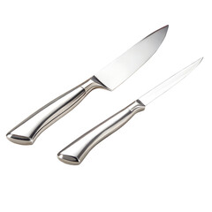 Fototapeta premium A pair of stainless steel steak knives., isolated on a transparent background