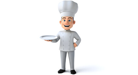 Happy Chef Holding Empty Plate Restaurant Food Service Catering