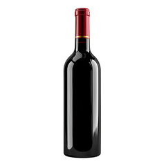 Elegant red wine bottle beverage alcohol drink studio shot  isolated on transparent  background