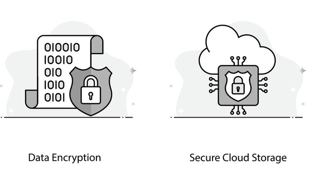 Cloud Security Storage System Encrypted File Protection Vector Icon Design