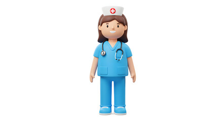 Cheerful 3D Cartoon Nurse Healthcare Worker Medical Illustration
