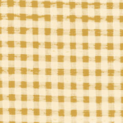 Vintage orange plaid gingham, scottish tartan texture, grid graph paper with rhombus squares pattern, picnic napkin and curtain tablecloth, vector seamless geometric checkered fabric
