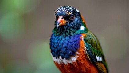 Fototapeta premium Vibrant Blue Capped Kingfisher Portrait Exotic Bird Close up Colorful Plumage Wildlife Photography