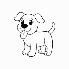 Playful puppy face with floppy ears and a round tongue