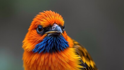 Fototapeta premium Vibrant Orange and Blue Bird Close Up Exotic Avian Wildlife Photography