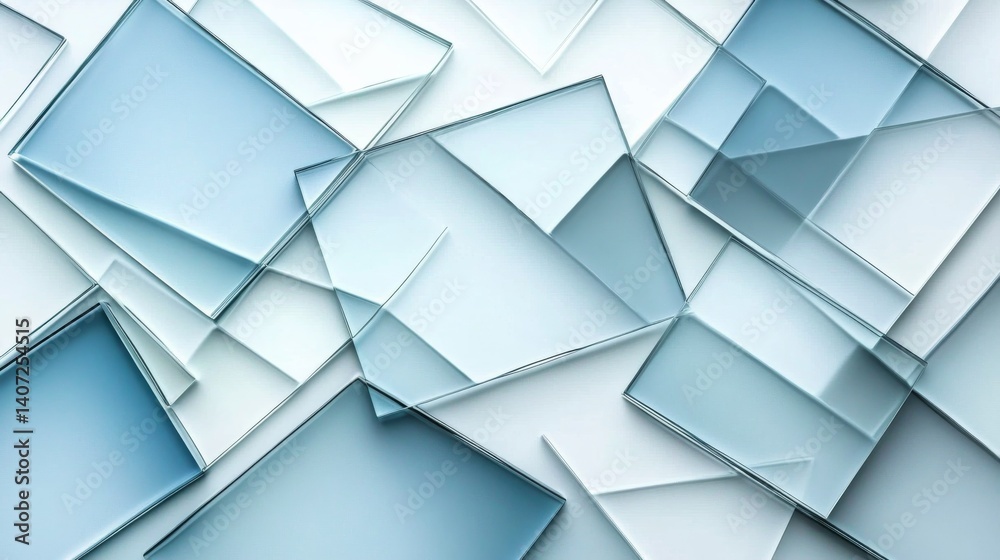Poster overhead close-up features a creative arrangement of translucent glass squares layered above a gradi