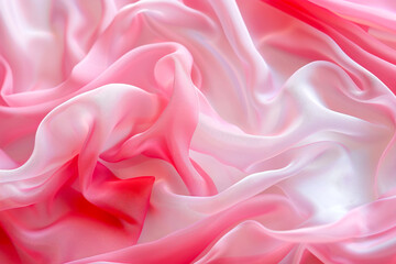 Obraz premium Soft pink fabric with delicate folds, showcasing its silky texture and graceful draping.