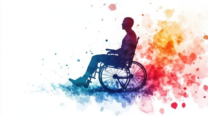 Spinal Cord Injury Awareness Day Silhouette of male in wheelchair against colorful abstract background