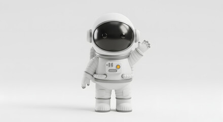 Cute 3D Astronaut Waving Space Exploration Childlike Fun Greeting