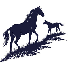 silhouette horse image on white background


