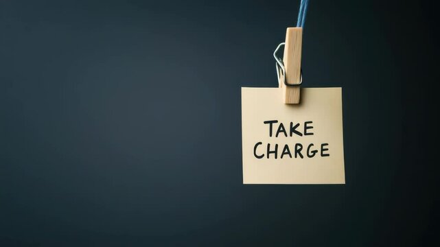 Motivational message on a sticky note encourages taking control of your life