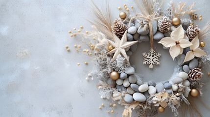 Naklejka premium Minimalist Christmas，christmas, decoration, christmas tree,holiday, xmas,winter, decorations, celebration, presents,gift, Santa Claus，ornaments，new year，december，seasonal，gift