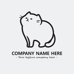 Cat illustration black and white for logo company vector image