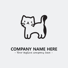 Cat illustration black and white for logo company vector image