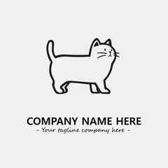 Cat illustration black and white for logo company vector image