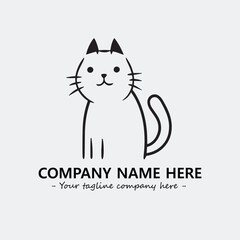 Cat illustration black and white for logo company vector image