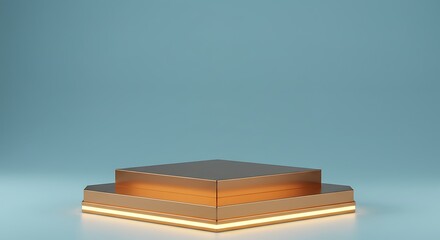 Minimal product podium with soft lighting and color background