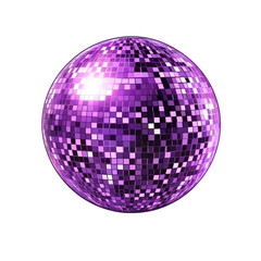 Purple disco ball on black background reflecting light