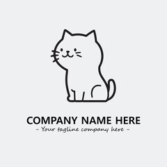 Cat illustration black and white for logo company vector image