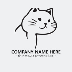 Cat illustration black and white for logo company vector image