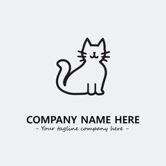 Cat illustration black and white for logo company vector image
