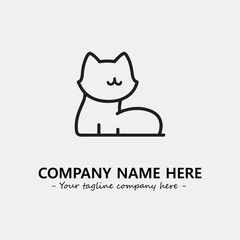 Cat illustration black and white for logo company vector image