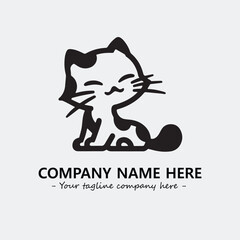 Cat illustration black and white for logo company vector image