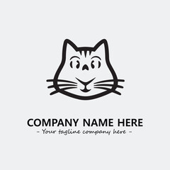 Cat illustration black and white for logo company vector image