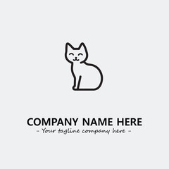 Cat illustration black and white for logo company vector image
