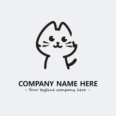 Cat illustration black and white for logo company vector image