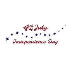 July 4th independence day hand lettering. Handwritten inscription fourth of july independence day for greeting card. Happy Independence Day calligraphy. White background. Vector illustration