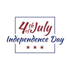 July 4th independence day hand lettering. Handwritten inscription fourth of july independence day for greeting card. Happy Independence Day calligraphy. White background. Vector illustration