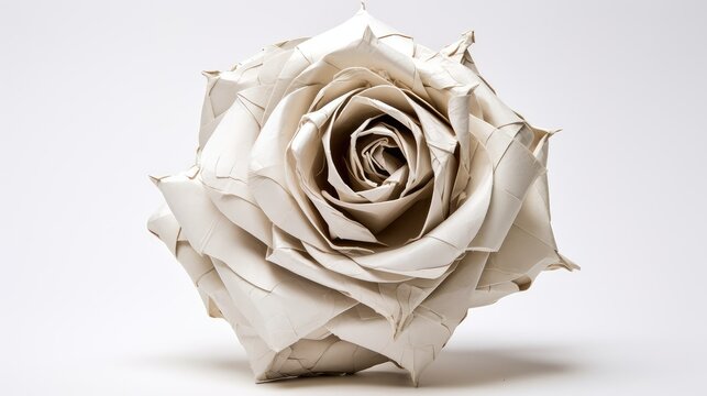 crumpled single rose white background