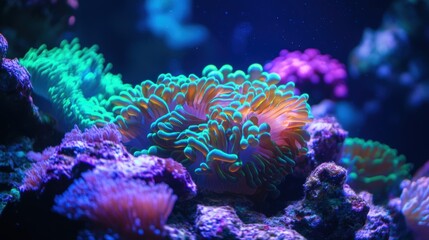 Vibrant and Colorful Coral Underwater Scene in a Marine Aquarium Reflecting Light and Life with Unique Patterns and Textures