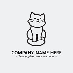 Cat illustration black and white for logo company vector image