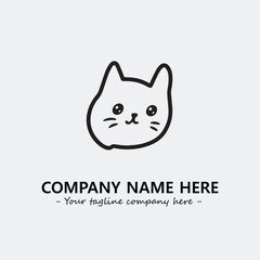 Cat illustration black and white for logo company vector image
