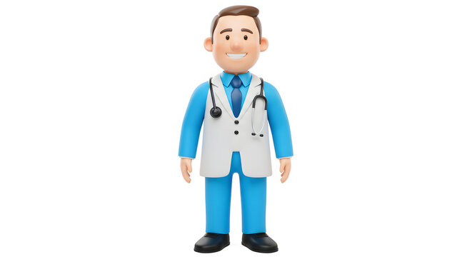 recommend clip art: Happy Cartoon Doctor Medical Illustration Healthcare Professional 3D Render
