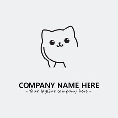 Cat illustration black and white for logo company vector image